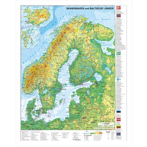 Stiefel Europakarte Skandinavien und Baltikum, rahmenlos, Poster aus laminiertem Karton, physische Karte, 67 x 86 cm