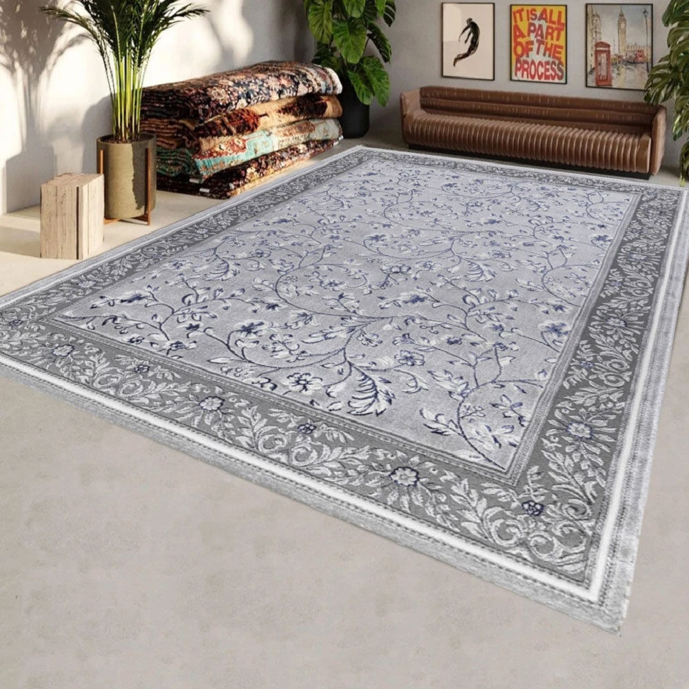 Metro Floral Dhurrie Indoor / Outdoor Area Rug Blue Round 120 cm