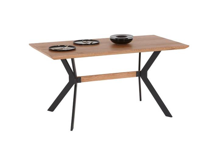Esstisch mit Echtholz-Platte Rupert 150x90cm Schwarz/Eiche