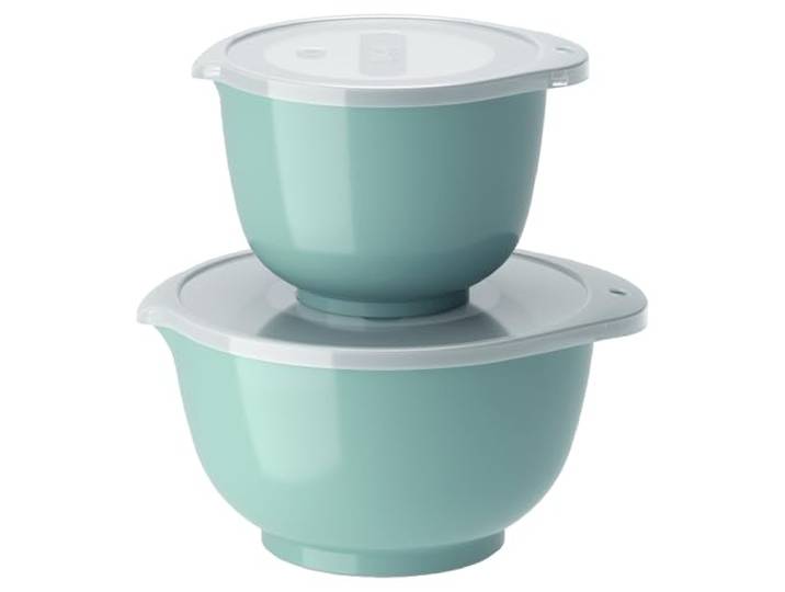 Rosti Margrethe Set de 2 Bols Mélangeurs en Plastique - 2 Couvercles Inclus - Saladiers Hermétiques - 1\,5 Litres et 3 Litres\, Vert