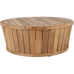 Beistelltisch Circus aus recyceltem Teakholz, rund, massiv, natur, Ø 80 cm, für Outdoor