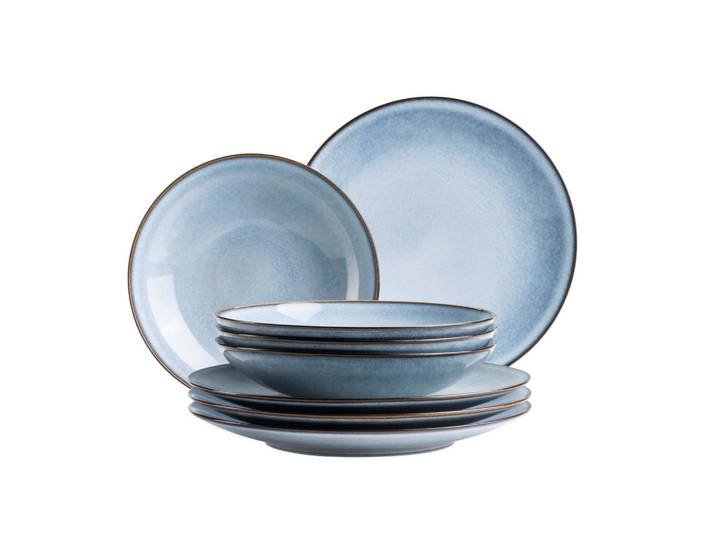 Mäser Tafelservice Smoky'S; Blau, Keramik, 8-teilig, Made in Europe, Essen & Trinken, Geschirr, Geschirr-Sets, Tafelservice