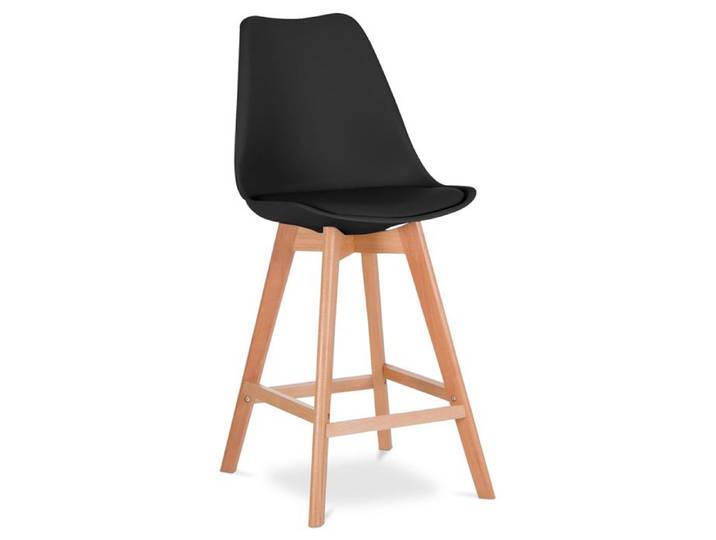 Premium Tabouret de bar Brielle avec coussin de scandinave - Bois Noir