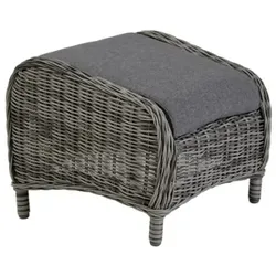 Gartenhocker Rosita von Brafab aus Kunst-Rattan, klassisch, mit Kissen, grau