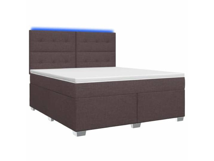 RJPLMFV Boxspringbett, Dunkelbraun, 140 x 200 cm, Stoff Verstellbarer Kopf 78 – 88 cm, LED, USB, Matratze Taschenfedern, mittlere Festigkeit