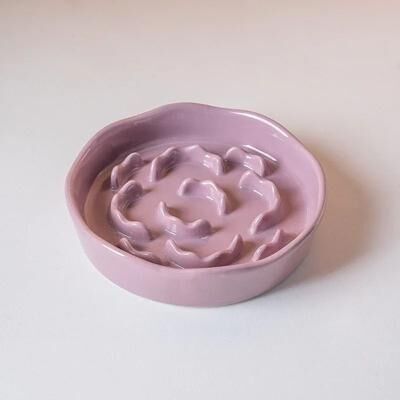 Inspired Finds Elevated Ceramic Slow Feeder Cat Bowl For Healthy Eating & Neck Comfort purple