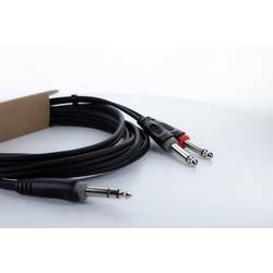 Cordial 14879 Klinke Audio Y-Adapter [1x Klinkenstecker 6.3 mm (stereo) - 2x Klinkenstecker 6.3 mm (mono)] 5 m Schwarz PVC-Mantel, Zwillingsleitung