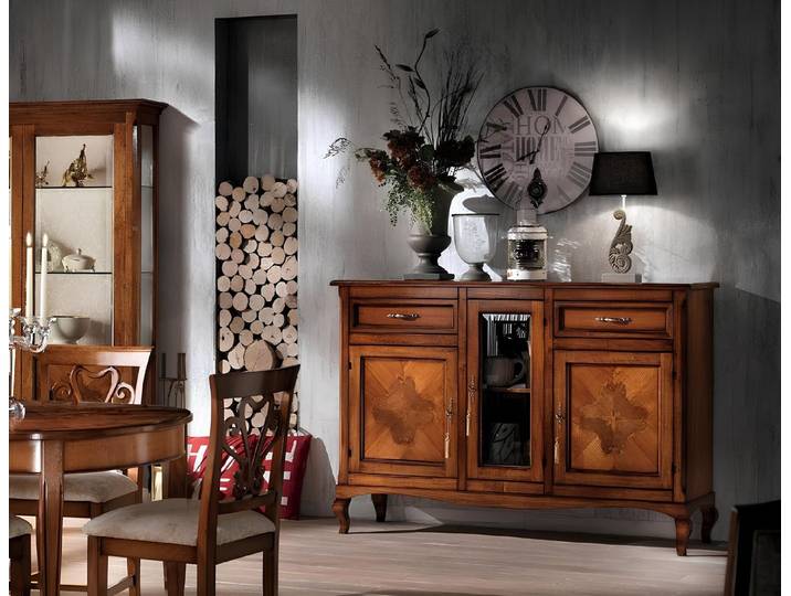 JVmoebel Sideboard Massive Holzkommode im Art Deco Stil aus Italien, braun, Made in Europa