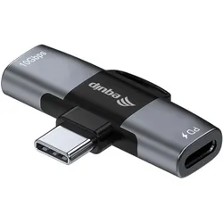 EQUIP 2-in-1-USB-C-OTG-Adapter, USB-C 3.1 [Stecker] auf 2x USB-C 3.1 [Buchse], PD 100W, grau