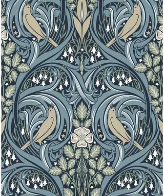 Seabrook Designs Bird Scroll Nonwoven Unpasted Wallpaper
