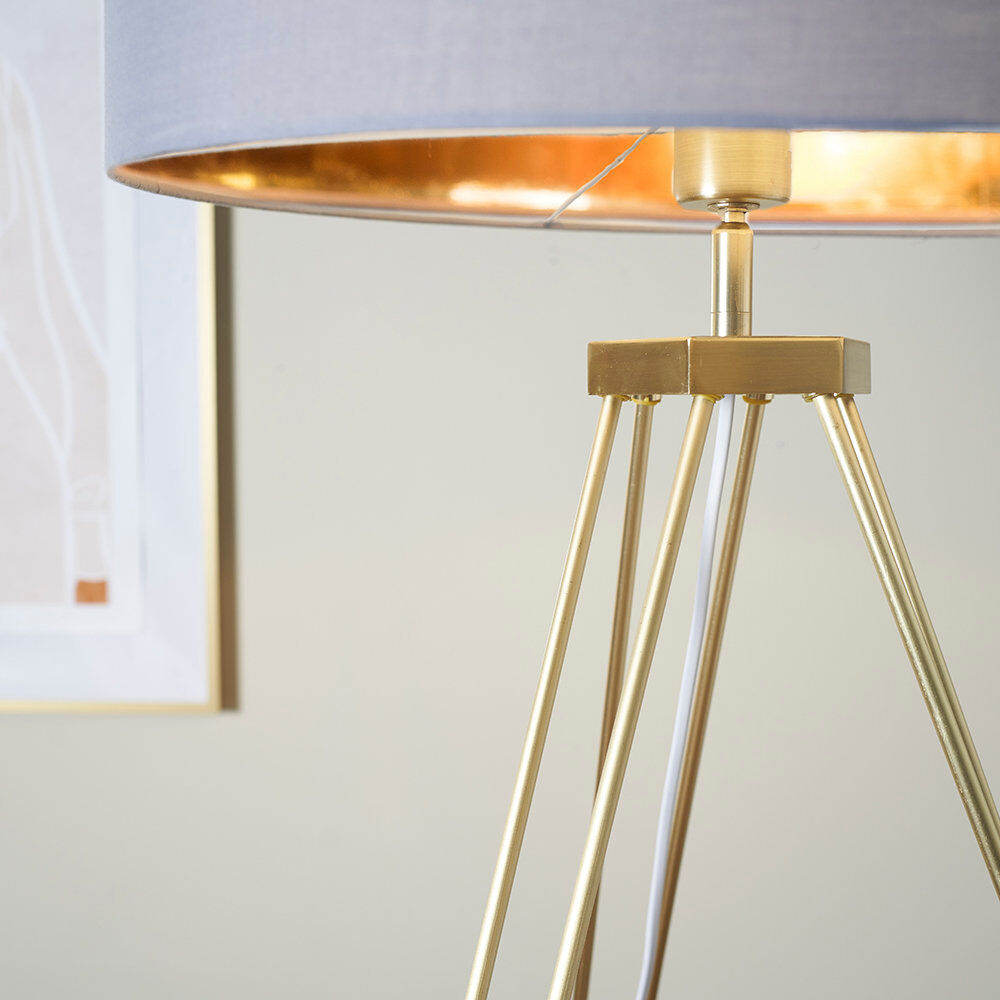 Canora Grey Sachiko 148cm Tripod Floor Lamp Beige 148cm H X 52cm W X 52cm D