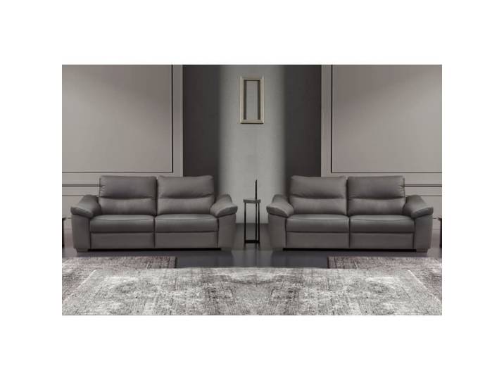 Ensemble de 2 canapés 3 places - 100% tout cuir épais italien vachette - HAMBOURG - couleur anthracite