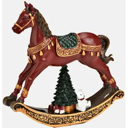 Schaukelpferd mit Tannenbaum rot/grün