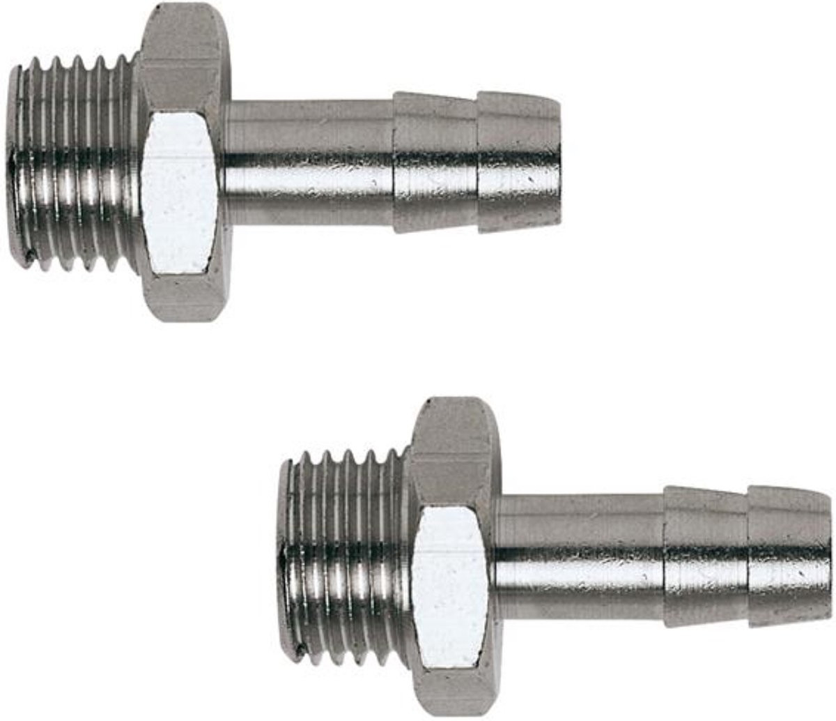 CriKo slangpilaar voor compressor - 1/4" buitendraad x Ø 8 mm slangpilaar - 2 stuks