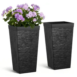 VEVOR Pflanztopf 300x300x580 mm 2er-Set, Blumentopf, Blumenkübel, PP-Pflanzgefäß, Planzkübel, Pflanzkasten mit Innentopf & Abflusslöchern, Geeignet für Zimmer- & Gartenpflanzen, Schwarz