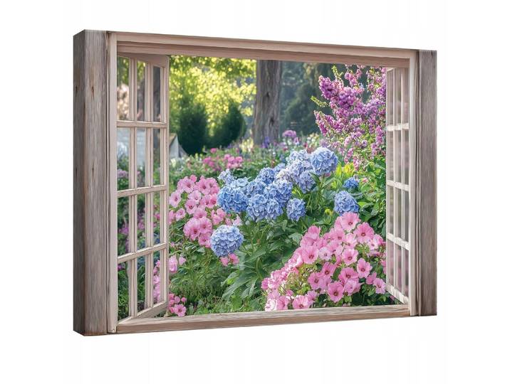LEINWANDBILD Fenster Blumen Natur Modern Wohnzimmer 120x80