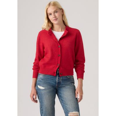 Strickjacke LEVI'S "CLAIRE LS CARDIGAN", Damen, Gr. M, true rot, Strick, Obermaterial: 65% Polyester, 29% Polyamid, 6% Wolle, unifarben, schmal taillenbedeckt, Rundhals, Rippbündchen, Strickjacken Strickjacke, Taille bedeckend, schmale Passform