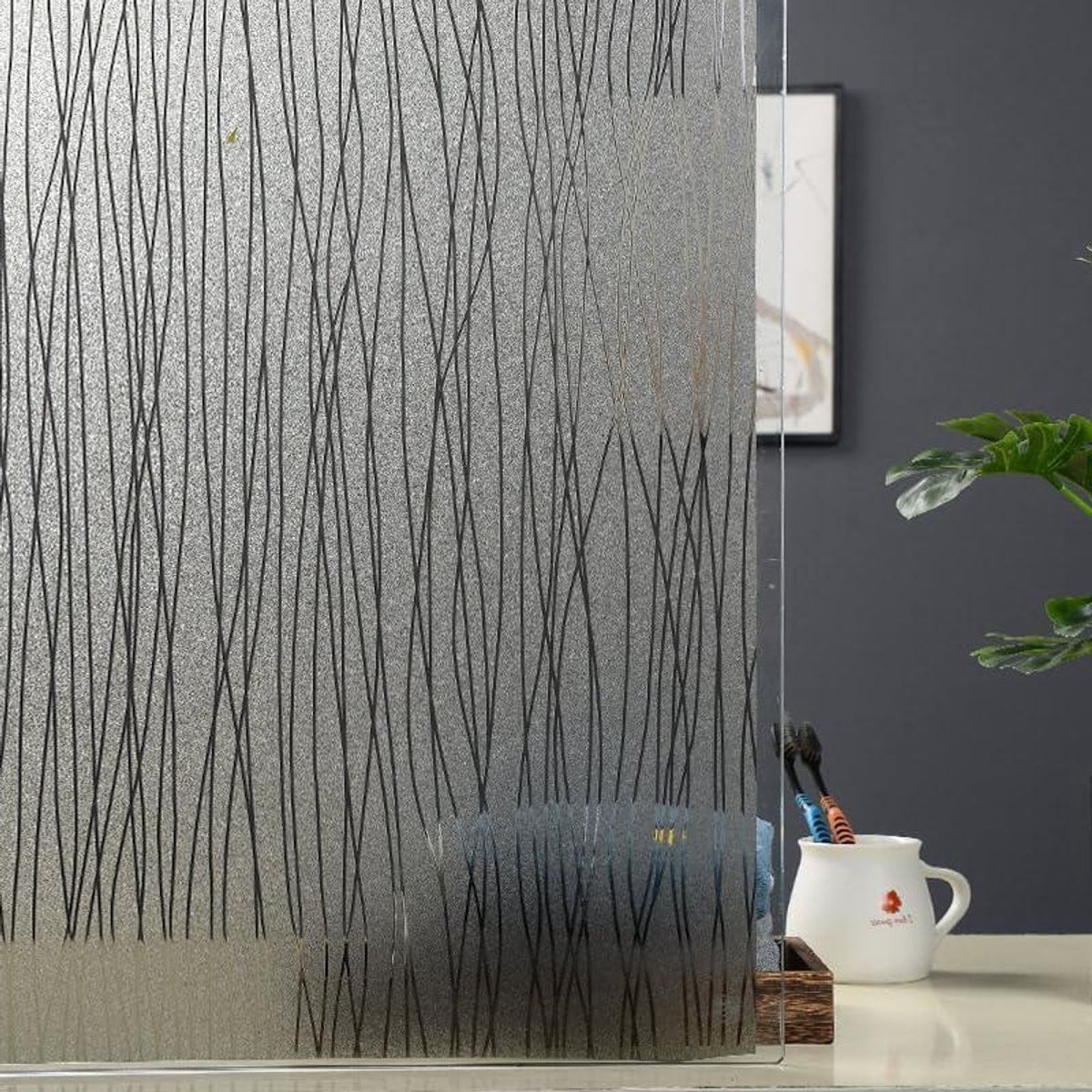 Zwarte privacy folie voor raamdecoratie zonder lijm, 30 x 200 cm