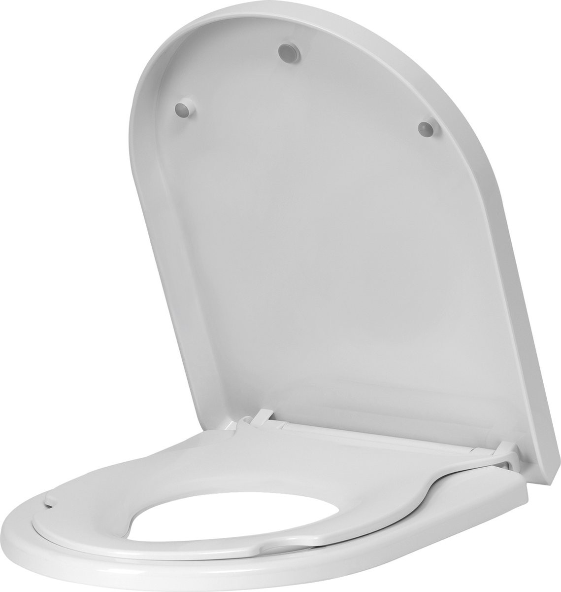 Wit toiletbril met soft close en kinderzitje, O-vorm