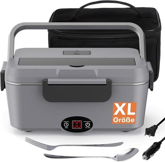 Elektrische Lunchbox, 1,8 Liter, mit Edelstahl-Inneneinsätzen, 12V/220V (doppelte Spannung), schnelle Heizfunktion für Arbeit, Auto, Camping