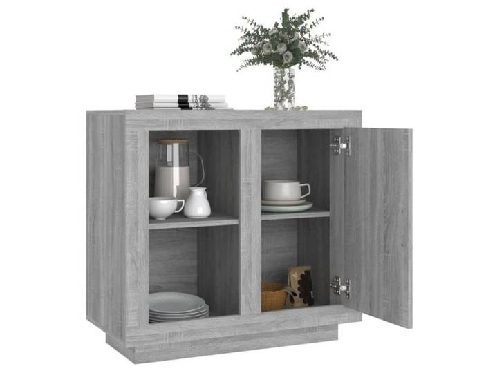 Buffet bas - ZERONE - Sonoma gris - 80x40x75 cm - 2 portes - Style contemporain