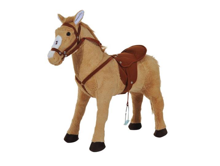 Homcom Kinder Schaukeltier, Beige, Plüsch+ Eisen, Metall, 28x60x85 cm, Spielzeug, Sonstiges Spielzeug
