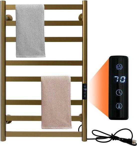 Handtuchwärmer mit Timer (1-8 Stunden) - Matt schwarze Ausführung, 10 bar, Wandmontage - Temperaturregelung - Hält Handtücher frisch