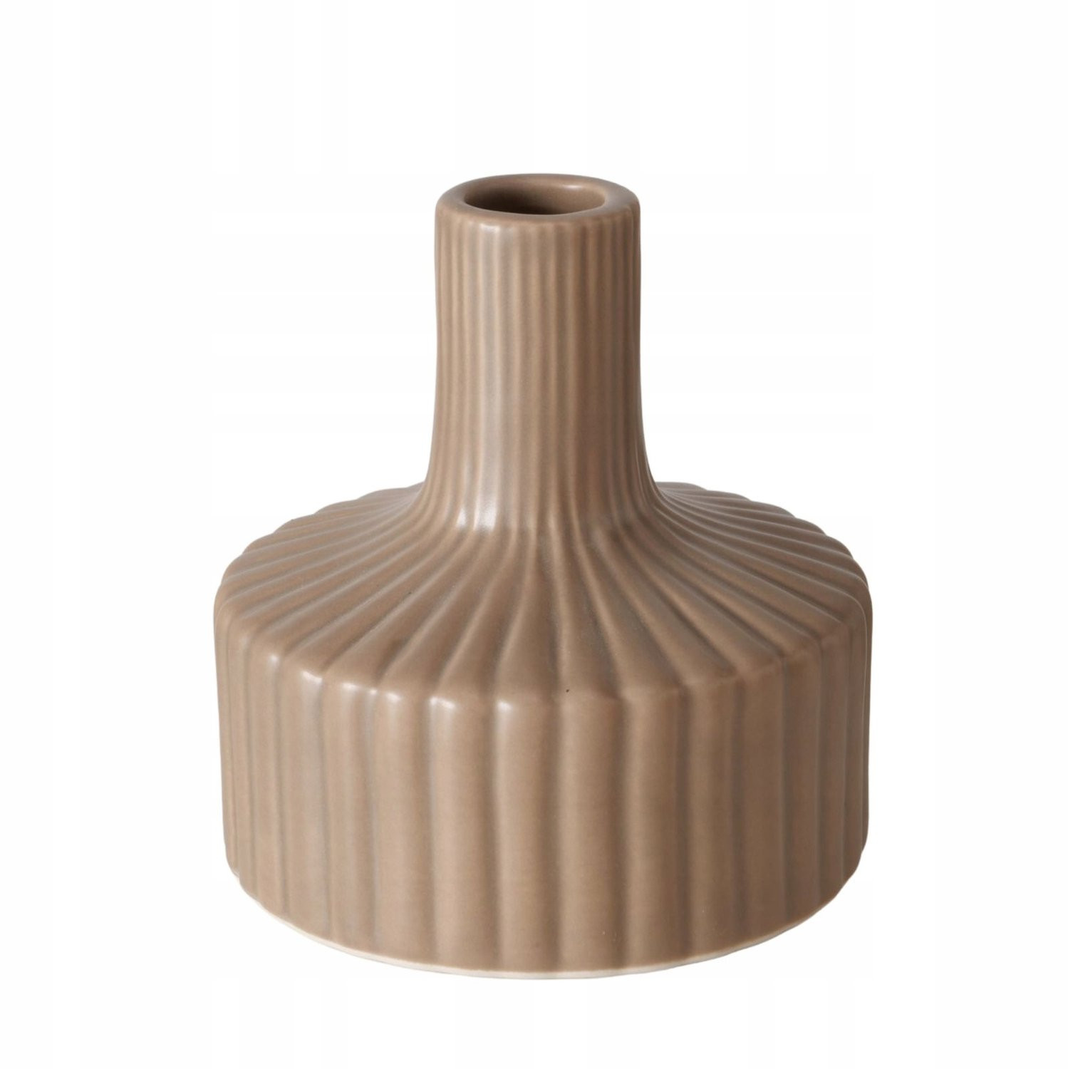 Nude Bruine Ribbel Vaas van Keramiek voor Decoratie B: 10,5 cm, H: 11 cm