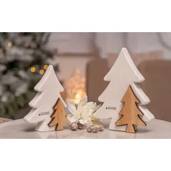 Baum Sannio mit Holz 20cm cremeweiß