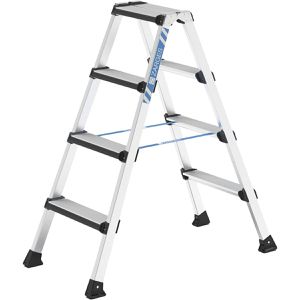 Zarges Stehleiter Comfortstep B, 41433, beidseitig begehbar, aus eloxiertem Aluminium, bis 150kg, mit 2 x 4 Stufen