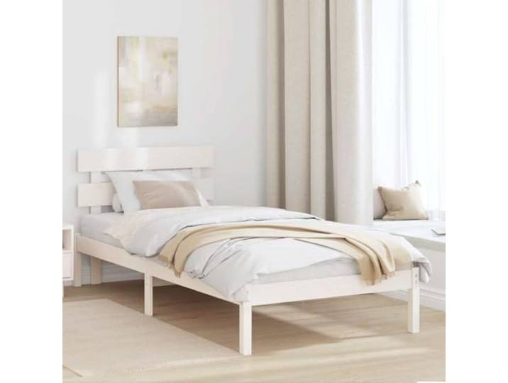 RJPLMFV Bettgestell, Weiß, 80 x 200 cm, massives Kiefernholz Mit Kopfteil, modernes Design, pflegeleicht, Lattenrost inklusive