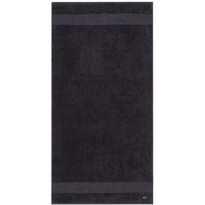 Duschtuch LACOSTE "LLECROCO", schwarz (bitume), B:70cm L:140cm, Frottier, Obermaterial: 100% Baumwolle, Handtücher, mit Label-Applikationen