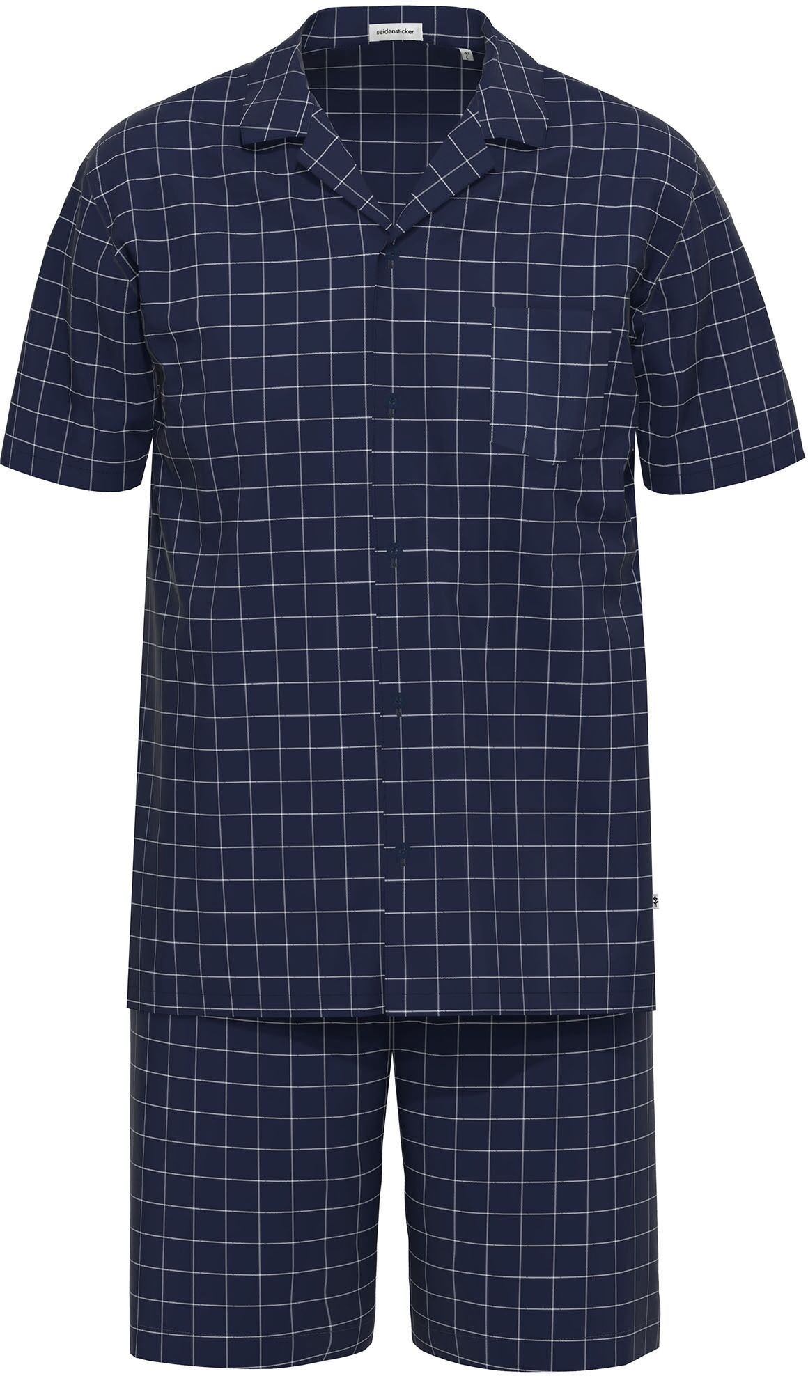 Schlafanzug SEIDENSTICKER "Herren Schlafanzug kurz bodywear", Herren, Gr. 54, blau (navy), Homewear-Sets Schlafanzug