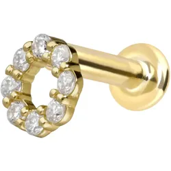 14 Karat Gold Labret mit Innengewinde MOISSANIT-KREIS