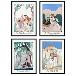 POSTER Set mit 4 Jahrgang Paare 2 vom Künstler George Barbier A4 Rahmenlos