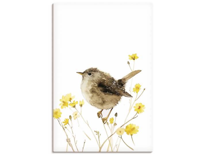 Wandbild ARTLAND Aquarell Zaunkönig , braun (farbe bild(er): gelb), B:60cm H:90cm, Bilder, Wandbild, als Alubild, Leinwandbild, Poster, Wandaufkleber in verschied. Grössen