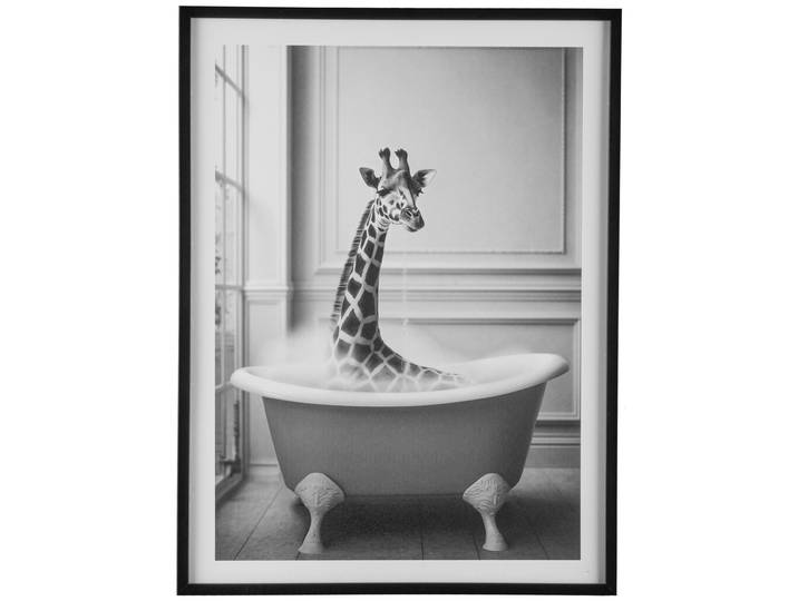 Bild mit Rahmen CREATIV HOME Leinwandbild Giraffe in Badewanne , bunt (farbe rahmen: schwarz, farbe bild(er): bunt), B:30cm H:40cm T:1,8cm, Canvas, Kunststoff, Bilder, Bild mit Rahmen, mit Rahmen
