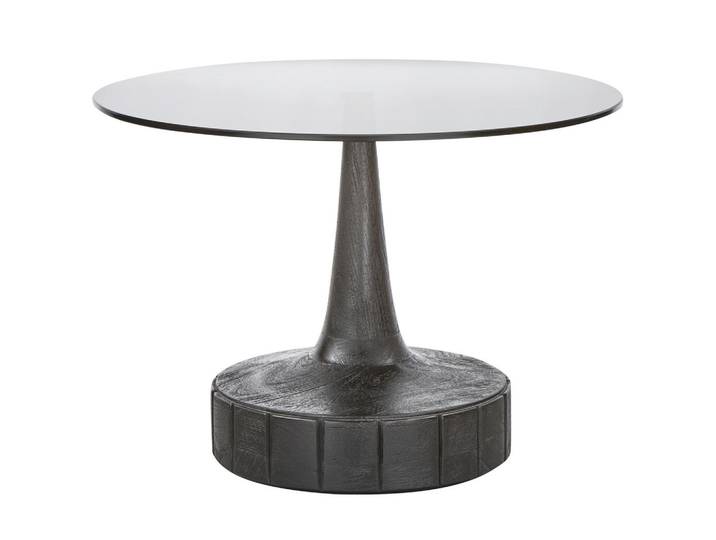 Livetastic Beistelltisch Soya, Schwarz, Holz, Mangoholz, massiv, rund, rund, 60x43x60 cm, Wohnzimmer, Wohnzimmertische, Beistelltische