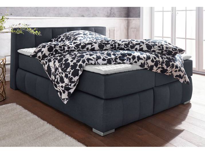Boxspringbett, 167x225 cm, Samtoptik, Grau, Mit Kaltschaumtopper, Modern, Home-affaire