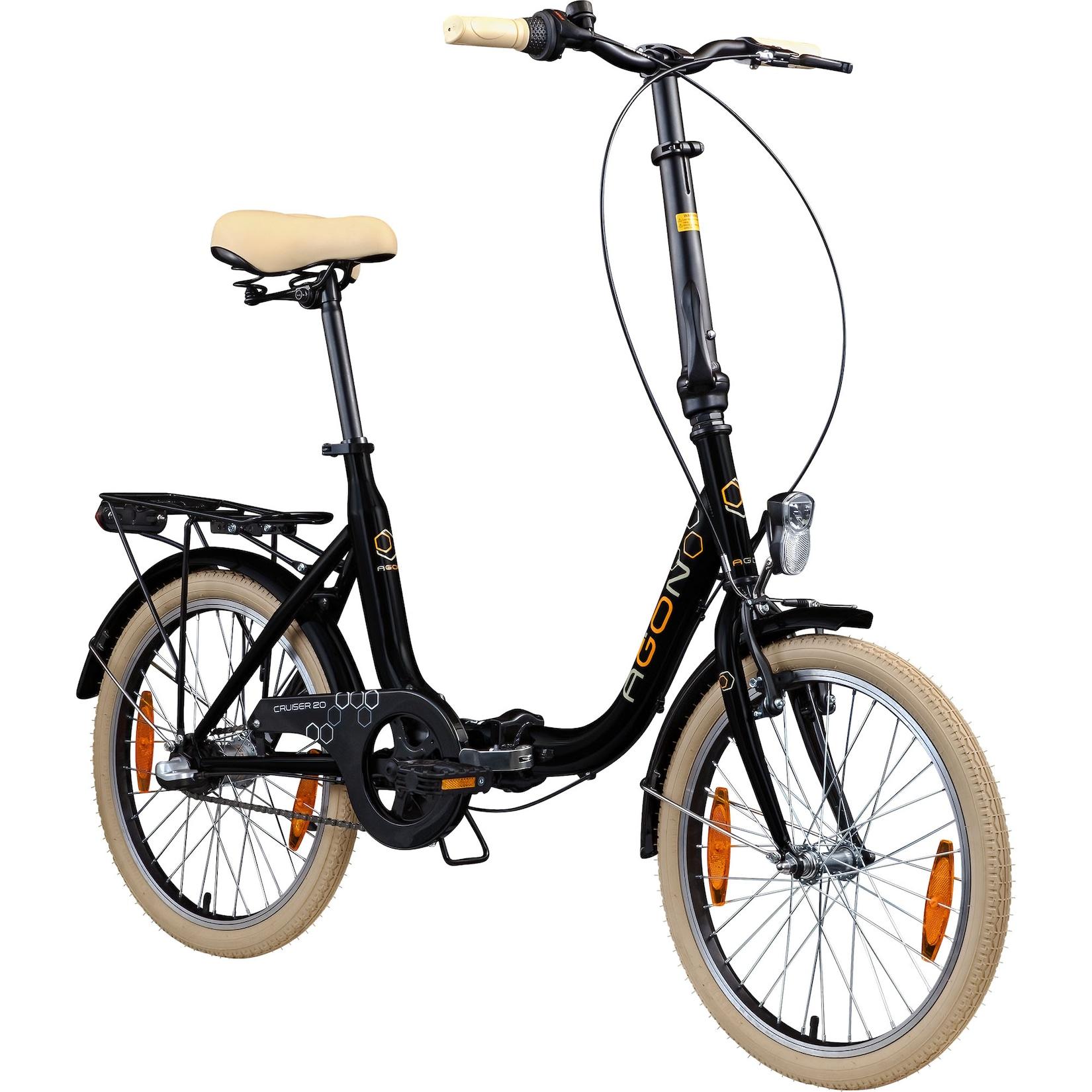 Agon Cruiser 20 Zoll Klapprad für Damen und Herren 150 - 185 cm Klappfahrrad Faltrad StVZO Faltfahrrad Erwachsene tiefer Einstieg