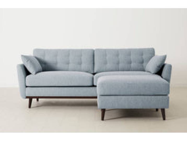 Model 10 Dreisitzer Sofa mit Hocker, Meerglasblau