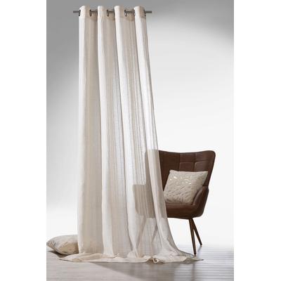 Vorhang WECKBRODT "Natural Linen, 1 Stück" Gr. 1, beige (natur), B:135cm H:245cm, Leinen, Polyester, Gardinen, Leinen-Optik, Längsstreifen, halbtransparent, Gardine, Store, Topseller