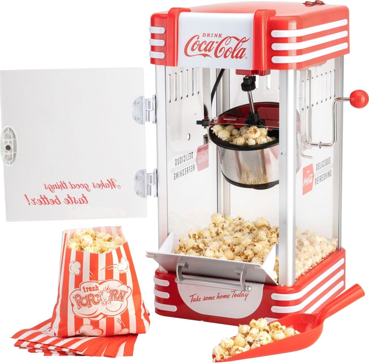 SALCO Popcornmaschine "Coca-Cola SNP-27CC", rot, B:24,8cm H:29cm T:49cm, Popcornmaschinen, Großer Zubereitungsbehälter von 60 ml mit integriertem Heizsystem, Popcornmaschine