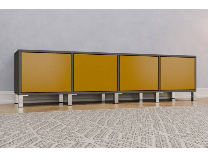 Büro Sideboard nach Maß - RAL 1027 Currygelb - 49x184x42cm - Individuell konfigurieren