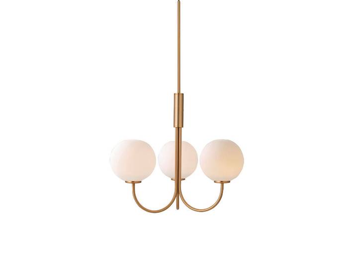 Belid Kronleuchter Ballon, Opal, Messingfarben, Metall, Glas, 45x66x45 cm, CE, Lampen & Leuchten, Innenbeleuchtung, Hängeleuchten, Kronleuchter