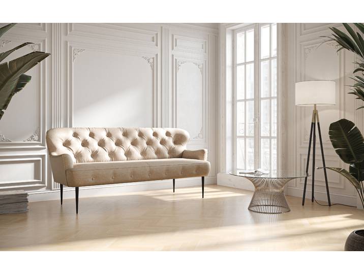 3-Sitzer OTTO HOME Amber , beige, B:193cm H:97cm T:87cm, 100% Polyester, Sofas, mit Knopfheftung,in verschieden Stoffarten