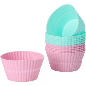 Gut&Günstig Muffinförmchen 2in1, wiederverwendbar, aus Silikon, Ø 7 cm, Standardgröße, türkis/rosa, 12 Stück