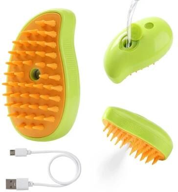 Uplift Treasures 3 In 1 Steam Pet Grooming Brush With Spray And Massage green