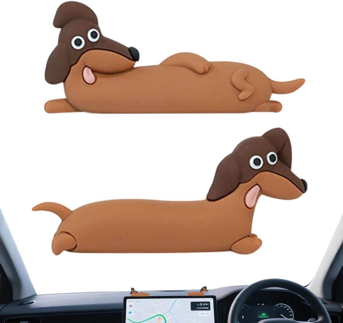 Bruine Teckel Figuurtjes voor Dashboard Decoratie - Miniatuur Poppetjes 3-7 cm