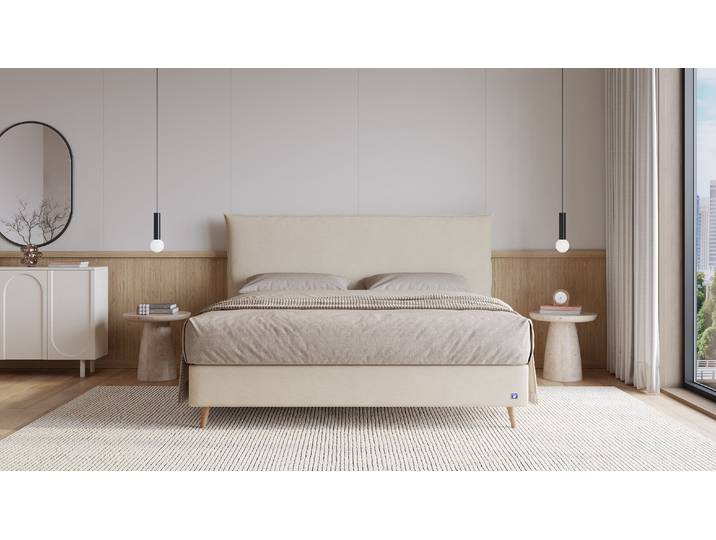 BRUNO Boxspringbett Prestige 180x200cm in Beige 6 Farben & 4 Kopfteile wählbar Luxus 27 cm Pulse-Latex-Matratze Made in Germany